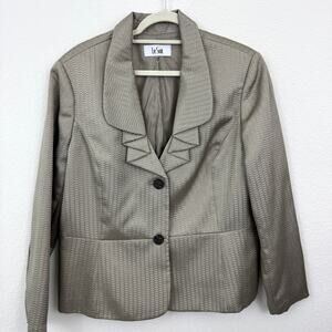 Le Suit Womens Suit Jacket Blazer Size 18 Textured Office Career Tan Shimmer